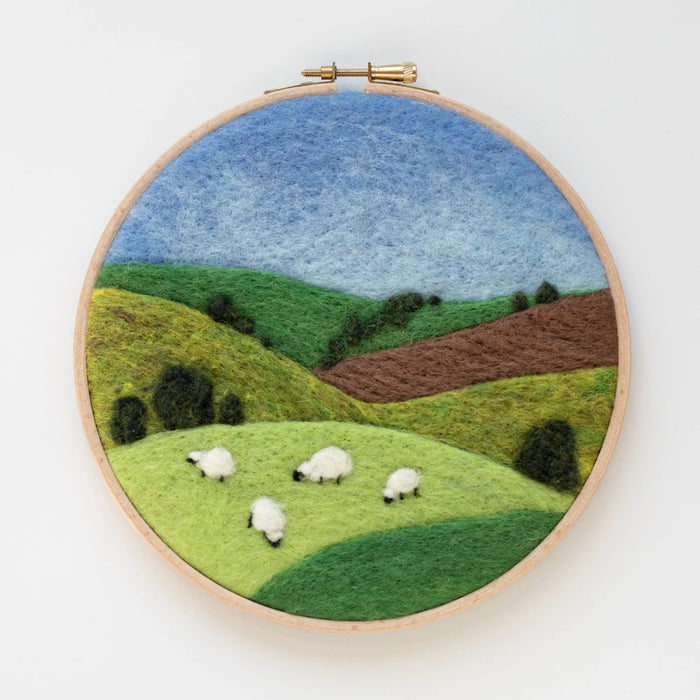 Knotty Lamb - Needle Felting Kit - Grazing Sheep - Felted Sky - Accessory