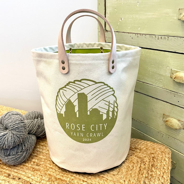 Knotty Lamb - Preorder 2024 Rose City Yarn Crawl Bucket Bag - Rose City Yarn Crawl - Accessory